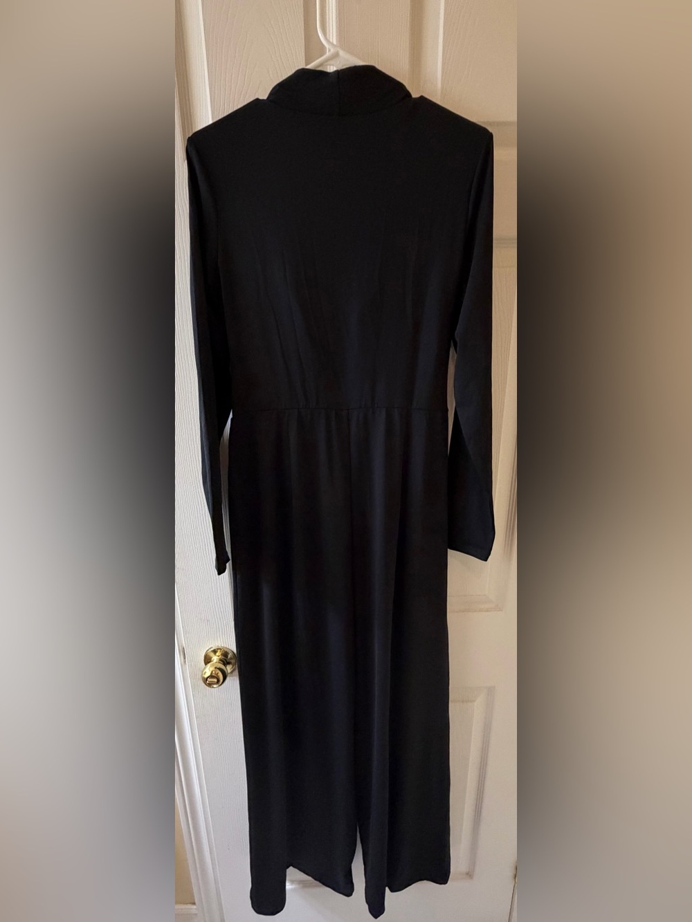 Halara Black Long Sleeve Wide Leg Jumpsuit Square Neck Stretch Size L NWT - Picture 4 of 12